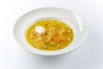 vegetable soup on the white background