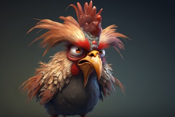 picture of a colorful crazy chicken