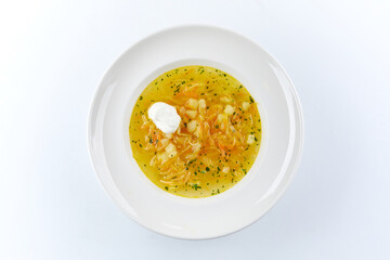 vegetable soup on the white background