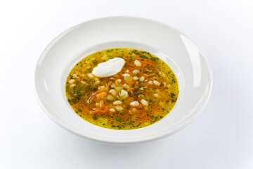 vegetable soup on the white background