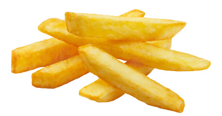 Heap of tasty potato fries cut out