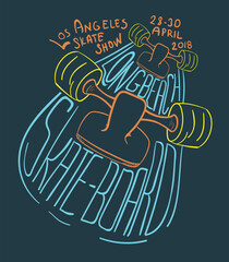 Cute cartoon hand drawn skateboard Vector © basws