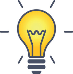 Yellow light bulb icon. Shining lamp symbol