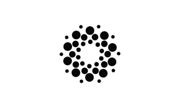 Vector isolated sun logo design template. Abstract dots symbol. Icon round shape. Black colours.