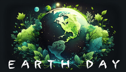 Earth day banner poster with text "Earth Day" generatie ai