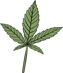simplicity cannabis leaf freehand drawing