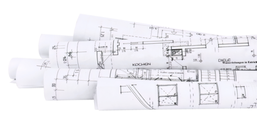 Building plans for house building, transparent background