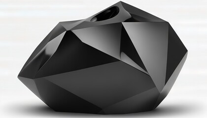 Fototapeta na wymiar a black diamond shaped object on a white background with a shadow on the ground and a shadow on the ground below it, with a white background area for text. generative ai