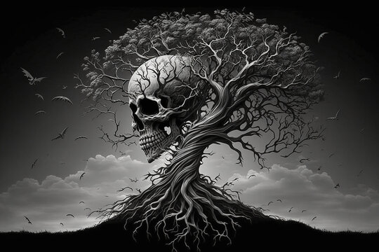 skull tree, Generative AI