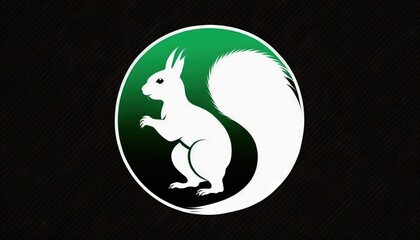  a green and white logo with a squirrel on it's back and the word squirrel on it's side in the center of the image.  generative ai
