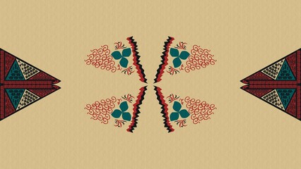 Bright grungy symmetrical folk art background, decorative illustrations, wallpaper, desktop, cover, card, gift, frame,