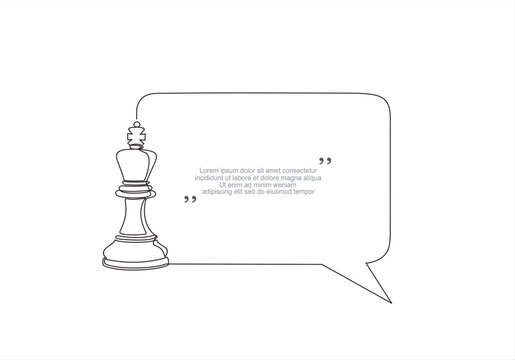 recommend clip art: Continuous one line drawing of Queen, chess piece and speech bubble. Trendy line art vector on a white background. Vector illustration.