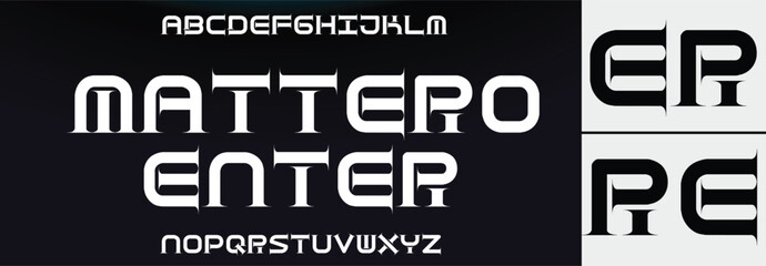 MATTERO ENTER Sports minimal tech font letter set. Luxury vector typeface for company. Modern gaming fonts logo design.
