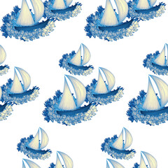 Sailing boat, water, blue wave