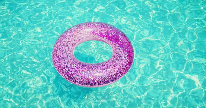 Inflatable ring for swimming pool, Pink Swimming Ring Circle pool Floats Colorful Glitter Swim Rubber Ring Pool float Water Toys Girl.
