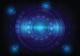 Glow circle style graphic design abstract background blue tone Stock Illustration