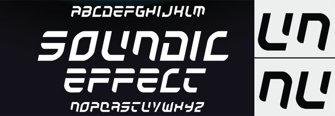 SOUNDIC EFFECT Sports minimal tech font letter set. Luxury vector typeface for company. Modern gaming fonts logo design.