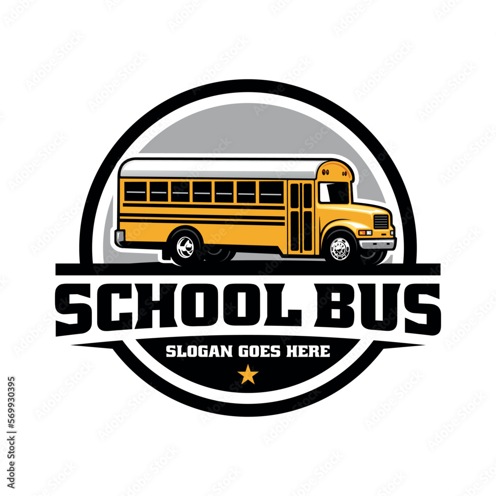 Poster school bus illustration logo vector