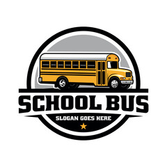 school bus illustration logo vector