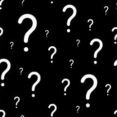 Seamless question mark vector black white pattern