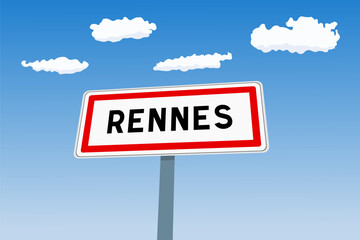 Rennes city sign in France