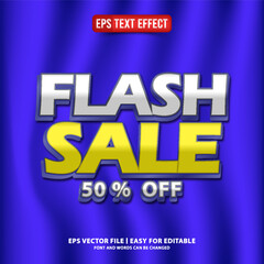 flash sale editable text effect vector 3d blue background