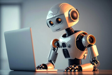 Chatgpt robot learning and answering questions. Generative ai.