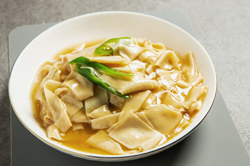 Stir-fried tofu skin on a plate