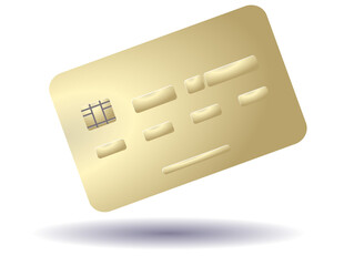 Gold credit card illustration, colored CB on transparent layer.