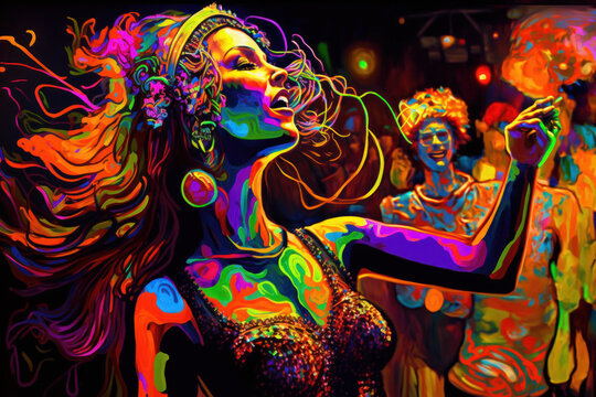 painting of a woman dancing in a club. Generative AI.