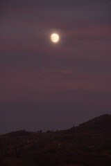 sunset in the mountains in a winter day