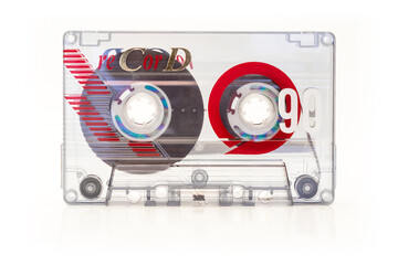 Audio cassette tape - old vintage compact audio cassette isolated on white background
