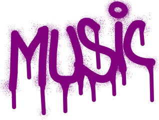 Music word graffiti with purple spray paint © anakcikal978