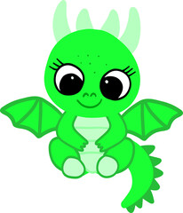 Green cute dragon