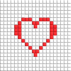 Detailed illustration of a red pixel heart on white background.