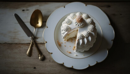 White Cake on a Plate, Dessert