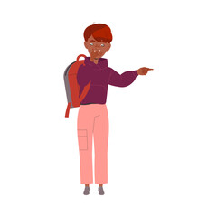 Angry Boy Bullying Somebody and Finger Pointing Abusing the Weak Vector Illustration