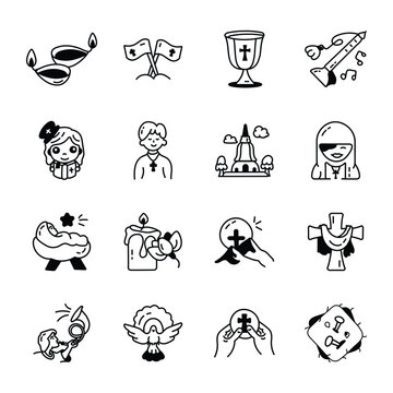 A Bundle of Holy Celebration Doodle Vectors 

