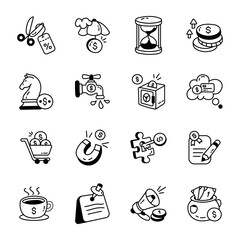 Business Strategy Doodles Icon Pack

