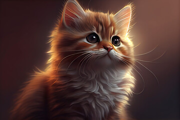 Cute cat detailed with Generative AI