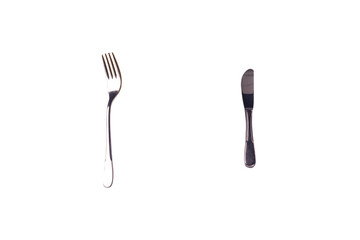 silver knife and fork  isolated on transparent background