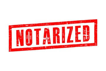 Red 'NOTARIZED' rubber stamp style vector on a white background Perfect for business forms, legal documents, and official papers requiring verification or certification by a notary public