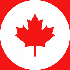 Obraz premium Red background with maple leaf, flag of Canada
