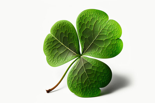 Green leaf clover leaf isolated on white background. Generative Ai