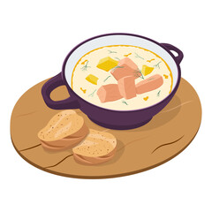 Finnish lohikeito soup vector isolated on white background