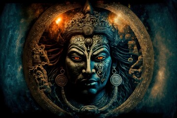 Lord Shiva in universe. spiritual image against the background of the cosmos. Mahamaya. Gurudeva.