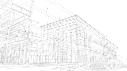 Fototapeta premium Architectural sketch of a building