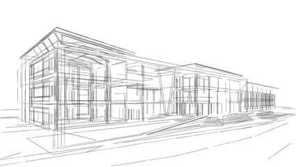 Fototapeta premium Architectural sketch of a building