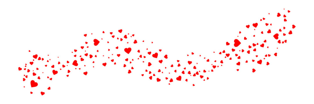 Red hearts petals on transparent background