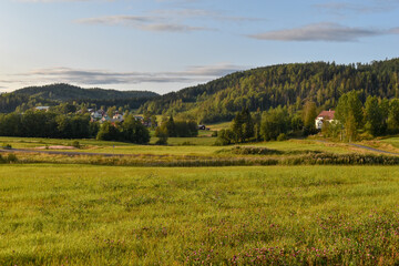 View to the South over the sea from a mountain (Getsvedjberget) in the High Coast area in Vasternorrland Sweden.